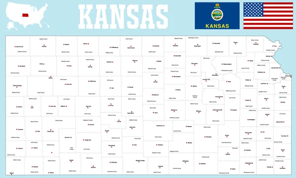 Mapa del Condado de Kansas — Vector de stock