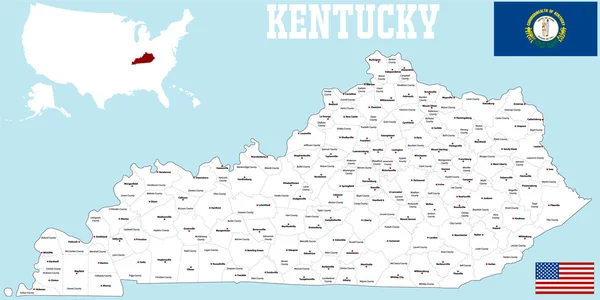 Mapa do Condado de Kentucky — Vetor de Stock