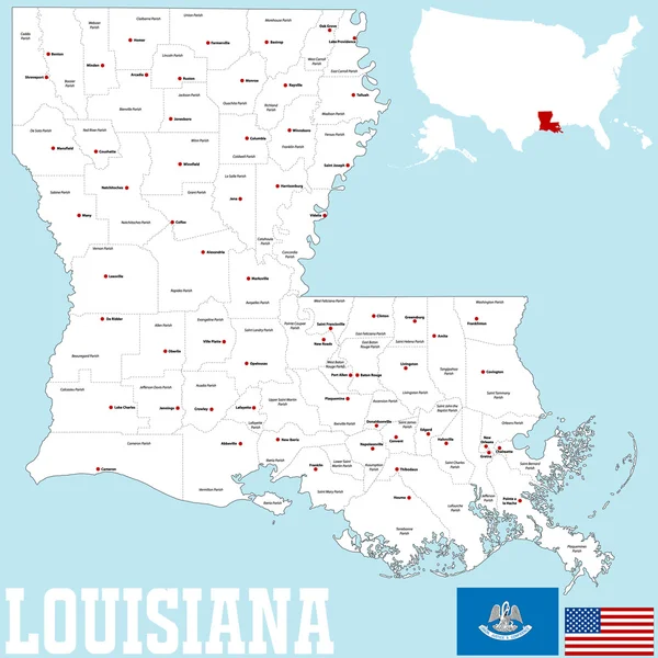 Karte des Kreises Louisiana — Stockvektor