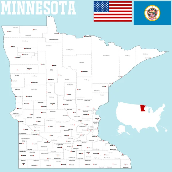 Minnesota İlçe Haritası — Stok Vektör