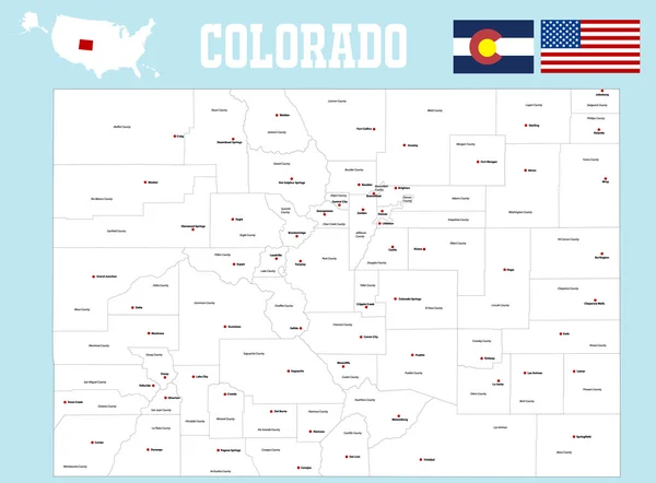 Mapa do condado de Colorado —  Vetores de Stock