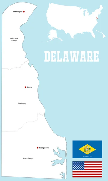 Mapa do condado de delaware —  Vetores de Stock