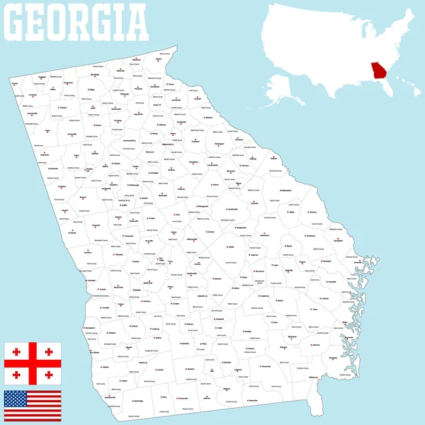 Georgia County Map — Stock Vector