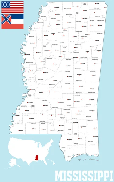 Mississippi county karta — Stock vektor