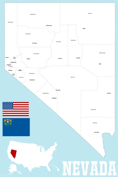 Mapa del Condado de Nevada — Archivo Imágenes Vectoriales