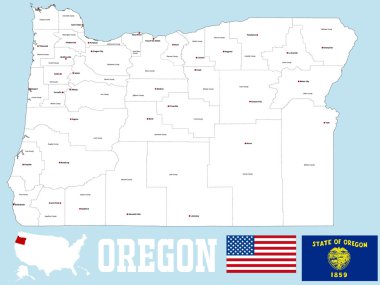 Oregon county map clipart