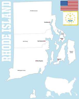 Rhode Island ilçe harita