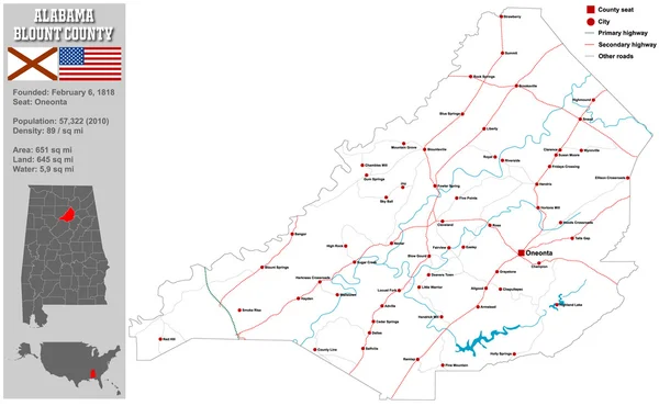 Alabama Blount ilçe harita — Stok Vektör