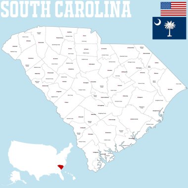 South Carolina County Map clipart