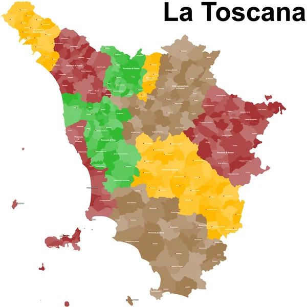 Mapa da província da Toscana —  Vetores de Stock