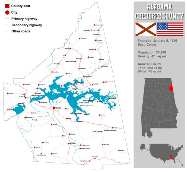 Alabama Cherokee ilçe harita