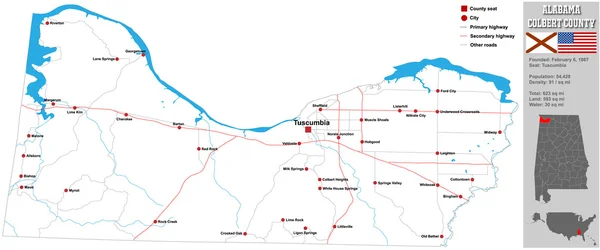 Alabama Colbert County Map — Stock Vector