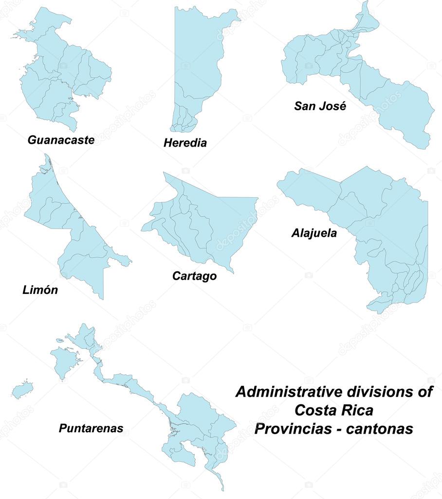 Map of provinces in Costa Rica