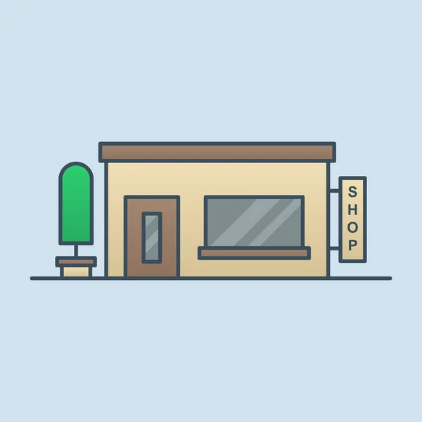 Illustration Des Vektor Symbols Für Das Ladengebäude Ikonen Konzept — Stockvektor