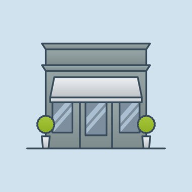 Depo önü, vektör ikonu çizimi. İnşa ve dönüm noktası kavramı