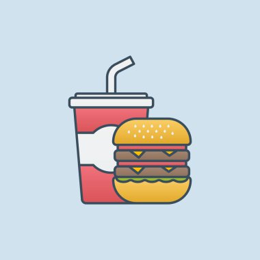Hamburger ve içecek vektör çizimi