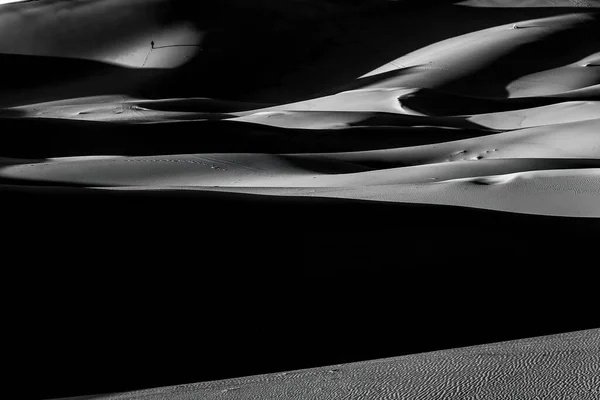 Dune Del Deserto Viaggio Nel Sahara Bianco Nero Foto Alta — Foto Stock