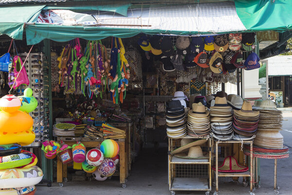 Stall with souvenirs at Chopsticks Hill in Hua Hin, Thailand