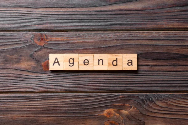 Palabra Agenda Escrita Madera Agenda Texto Sobre Mesa Cemento Para — Foto de Stock