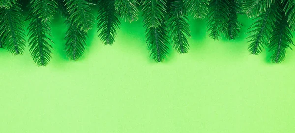 Вид Зверху Банер Барвистого Святкового Фону Гілки Ялинки Концепція Різдвяних — стокове фото