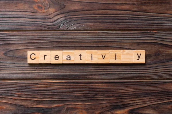 Creativity Word Written Wood Block Creativity Text Cement Table Your — Stock Photo, Image