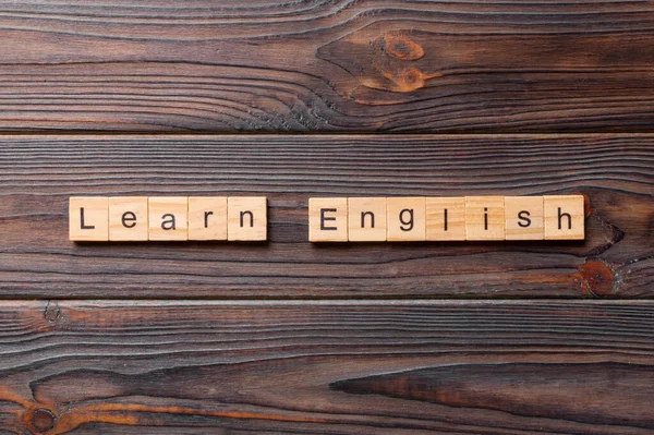 Μάθετε Την Αγγλική Λέξη Γραμμένο Ξύλο Μπλοκ Μάθετε Αγγλικά Κείμενο — Φωτογραφία Αρχείου