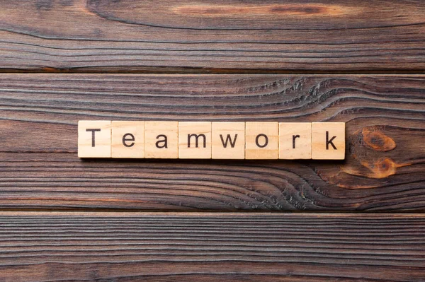 Teamwork Mot Écrit Sur Bloc Bois Teamwork Texte Sur Table — Photo