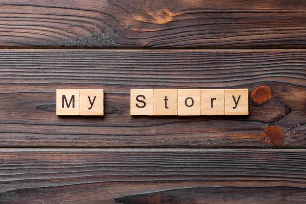 Story Word Written Wood Block Story Text Cement Table Your — Stock Photo, Image