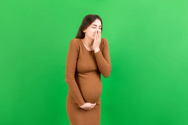 Gravid Kvinna Som Lider Toxikos Graviditetens Förgiftning Gravid Dam Känner — Stockfoto