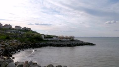 view of Odessa sea and blue sky. cityscape