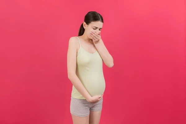 Έγκυος Γυναίκα Που Πάσχει Από Τοξίκωση Τοξίκωση Της Εγκυμοσύνης Έγκυος — Φωτογραφία Αρχείου