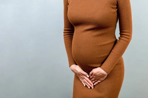 Urininkontinens Graviditeten Buksmärta Graviditeten Moderskap Vård Koncept Färgad Bakgrund — Stockfoto