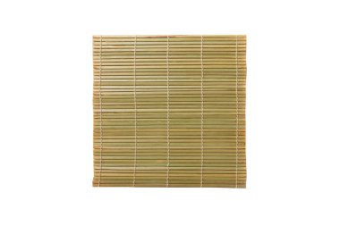 İzole edilmiş yemek örtüsünün en üst görüntüsü. Bambu hasırını kapatın Tasarımınız için boş boşluk.