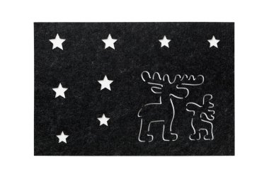 Yiyecek için izole edilmiş siyah noel paspasının en üst görüntüsü. Tasarımın için boş boşluk.