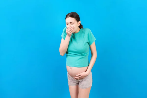 Gravid Kvinna Som Lider Toxikos Graviditetens Förgiftning Gravid Dam Känner — Stockfoto