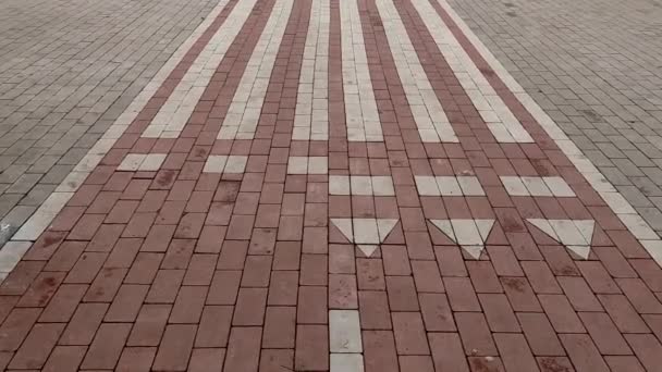 Yol Işaretleri Bisiklet Yolunu Gösteriyor Şaretli Bisiklet Yolunun Üst Görünümü — Stok video