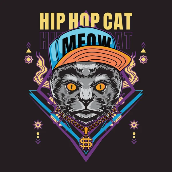 Hip Hop Gato Tshirt Design Vetor Ilustração Estilo Adequado Para —  Vetores de Stock