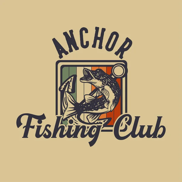 Anchor Fishing Club Vintage Illustration — Stockvector