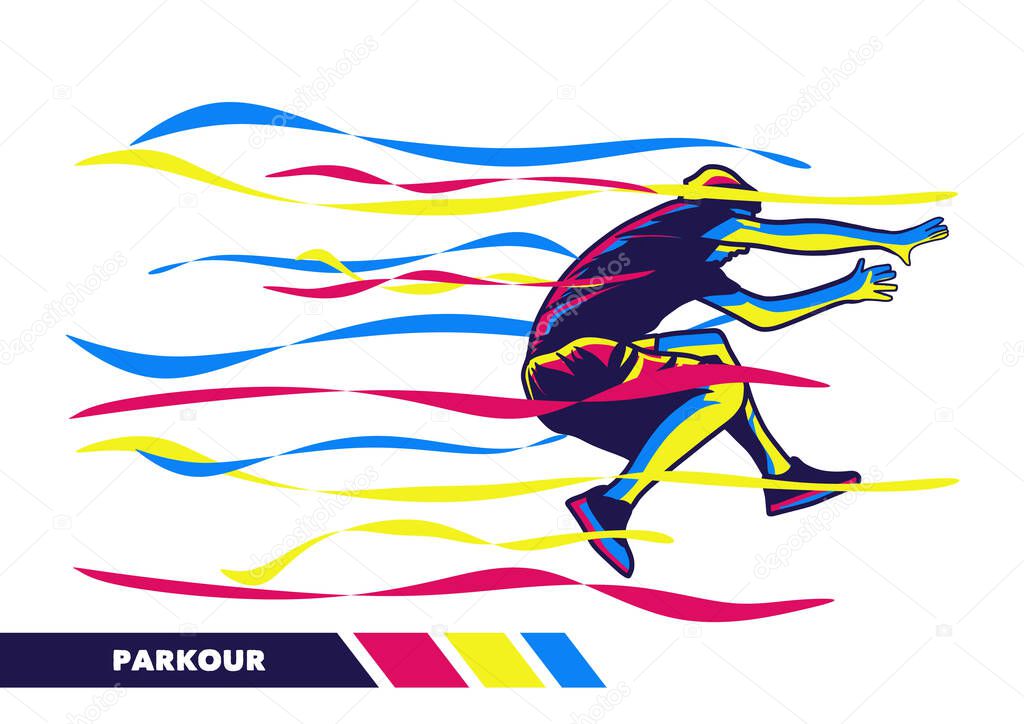 Vector illustration man jumping with motion color vector artwork