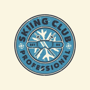 logo tasarımı kayak kulübü profesyonel vintage illüstrasyon