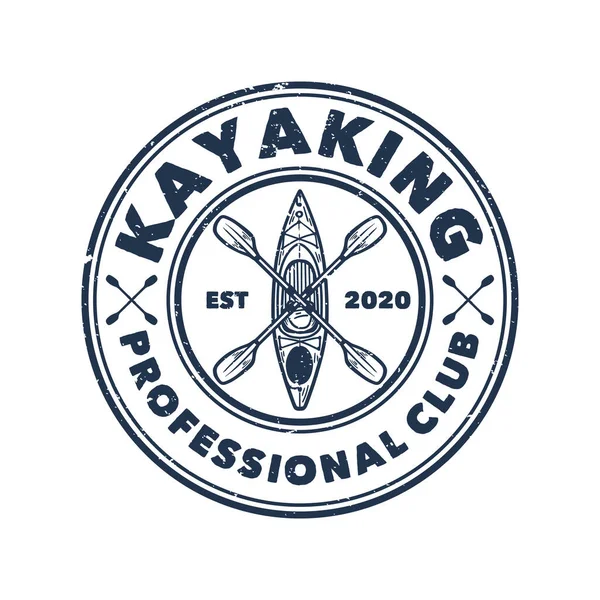 Logo Design Kayaking Professional Club Kayak Paddle Black White Vintage — Stockový vektor