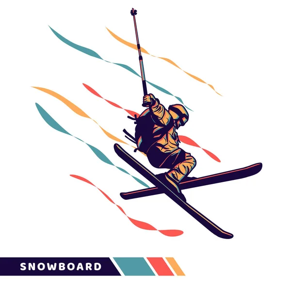 Illustration Vectorielle Snowboard Avec Illustration Vectorielle Couleur Mouvement — Image vectorielle
