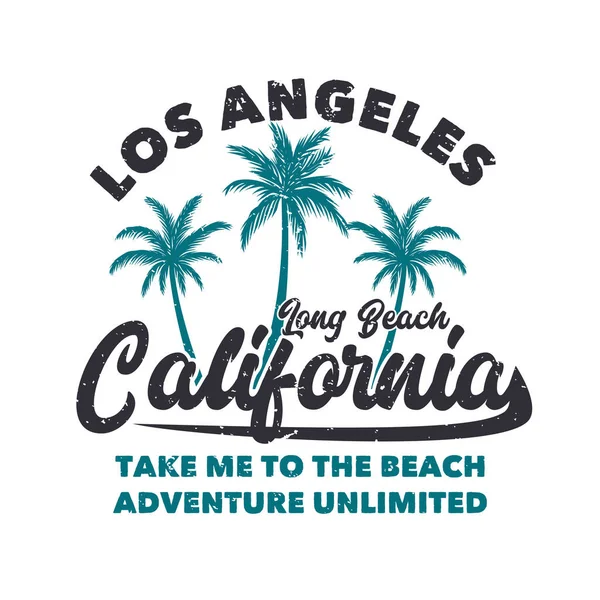 Shirt Design Los Angeles Lunga Spiaggia California Portami Alla Spiaggia — Vettoriale Stock