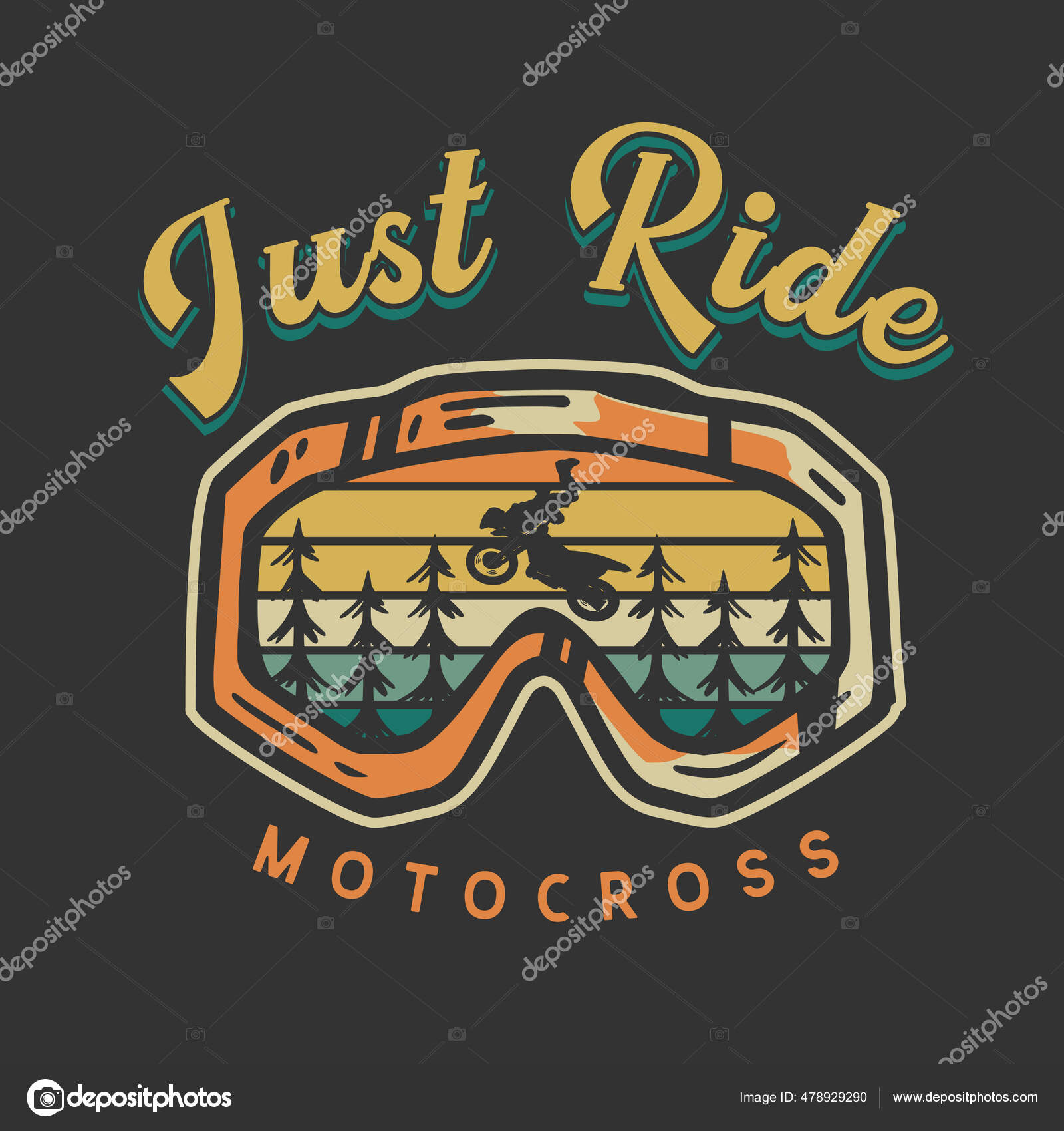 Diseño Del Logotipo Acaba Montar Motocross Con Gafas Motocross