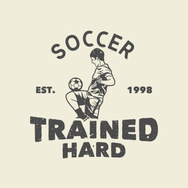 T-shirt tasarımı futbol en zor 1998 'de futbol antrenmanında. Futbolcu basketbol klasiği illüstrasyonunu yapıyor.