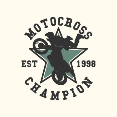 Logo tasarımı motokros şampiyonu. 1998 'de siluet adam motosiklet sürerken düz çizim yapmış.