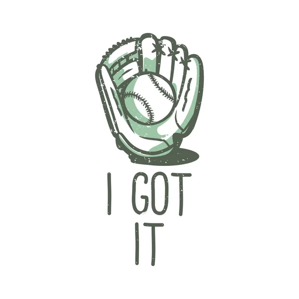 Shirt Design Slogan Typographie Avec Des Gants Baseball Illustration Vintage — Image vectorielle