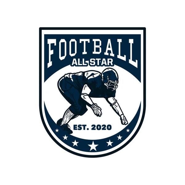 标志设计足球全明星效应2020年足球运动员做处理位置老式插图 — 图库矢量图片