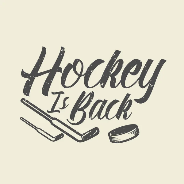 Diseño Camiseta Hockey Está Vuelta Con Jugador Hockey Que Sostiene — Vector de stock
