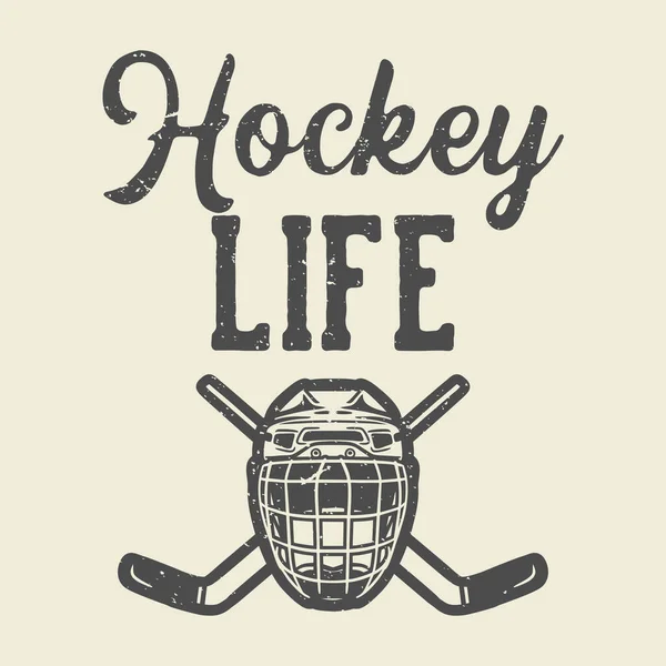 Afbeelding Beschrijving Hockey Leven Met Twin Hockey Stick Helm Vintage — Stockvector